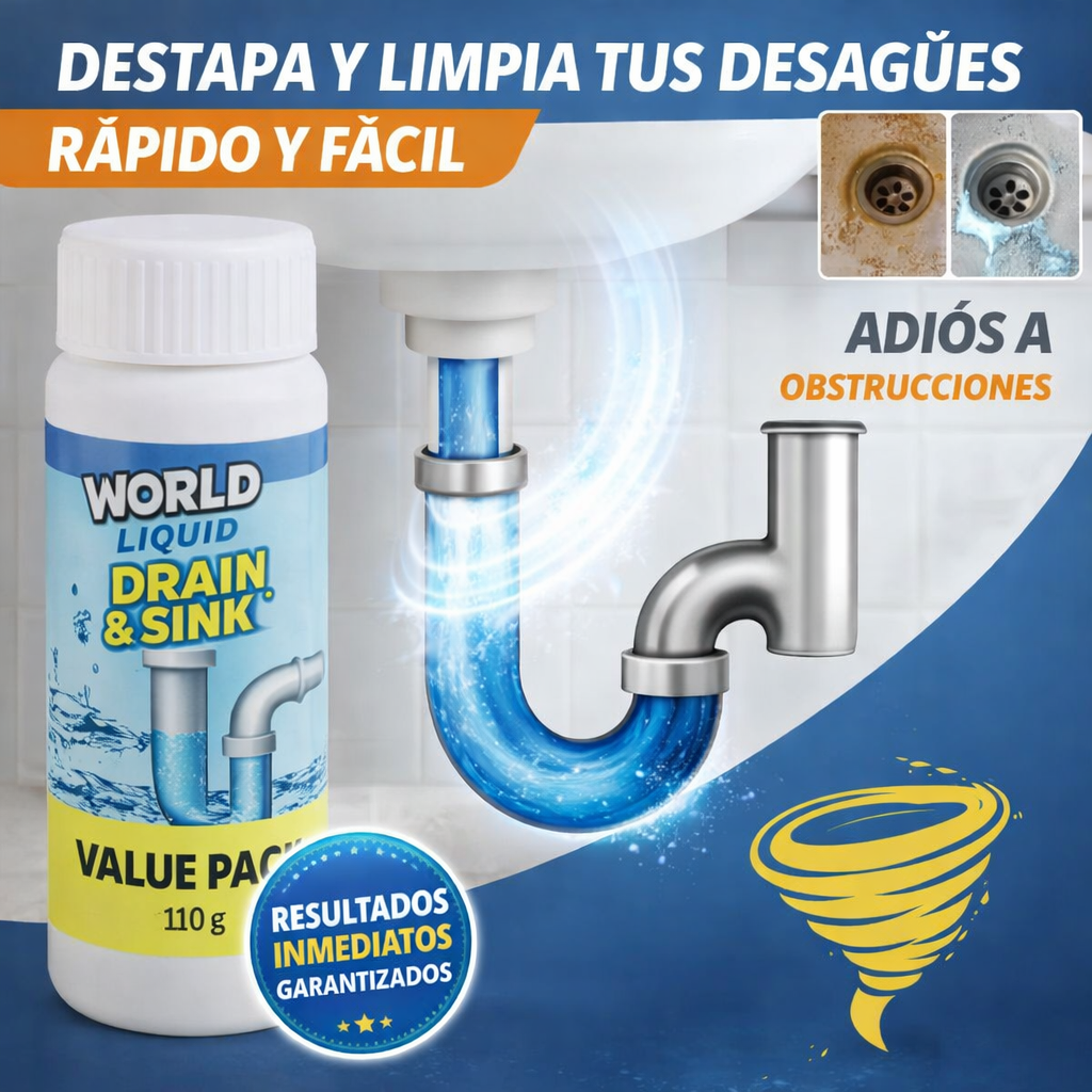 (Oferta) Tres (3) Destapa Canerias Wild Tornado ™ ¡El poder que corre por tus tuberías!