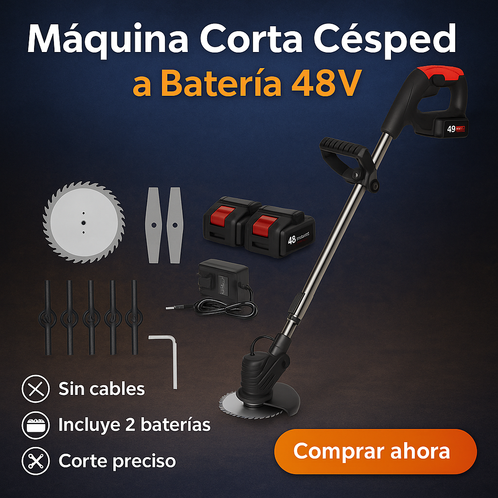 Maquina Corta Cesped  A Bateria - Incluye 2 Baterias 48V ™ / ¡Potencia 48V para un jardín perfecto!