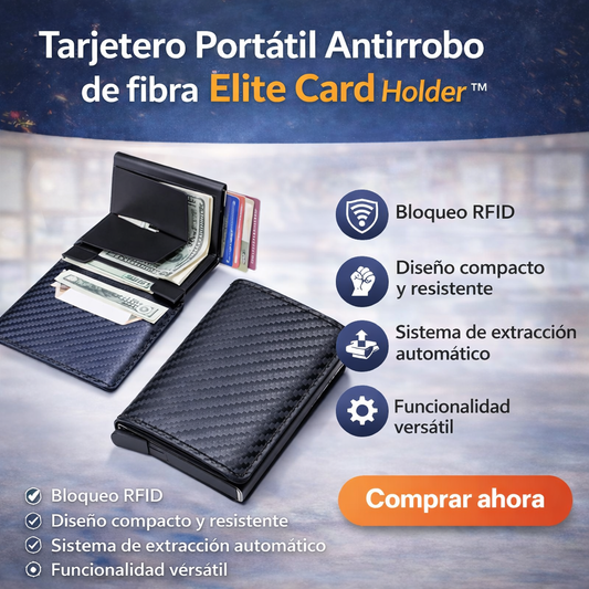 Tarjetero Portátil Antirrobo de fibra Elite Card Holder ™ / ¡Protege tus tarjetas con estilo!